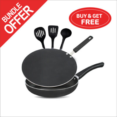 Chef N/s Wok + Tawa + 3pcs Spoon Set