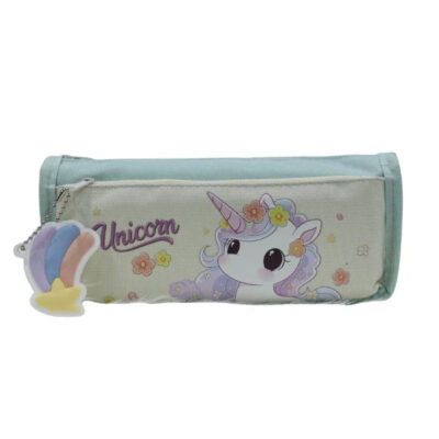 Unicorn Canvas Pencil Case with Star Keychain – Pouch for Girls